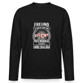 Patenonkel - Männer Premium Bio Langarmshirt - Schwarz - Vorne - Nico (187cm)