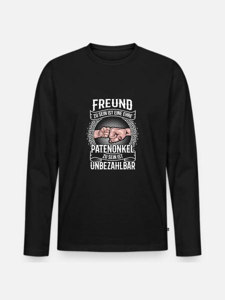 Patenonkel - Männer Premium Bio Langarmshirt - Schwarz
