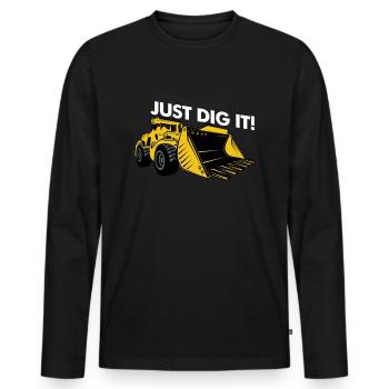 Chargeur sur roues constructeur de routes bulldozer - T-shirt manches longues Premium bio Homme - noir - Devant - Nico (187cm)