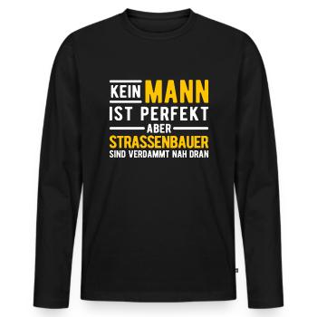 Straßenbauer Straßenbau Bauarbeiter Geschenk - Männer Premium Bio Langarmshirt - Schwarz - Vorne - Nico (187cm)