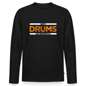 Schlagzeuger Schlagzeug Drummer Drums Geschenk - Männer Premium Bio Langarmshirt - Schwarz - Vorne - Nico (187cm)