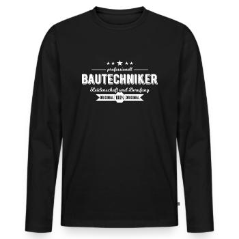 Bautechniker Geschenk - Männer Premium Bio Langarmshirt - Schwarz - Vorne - Nico (187cm)