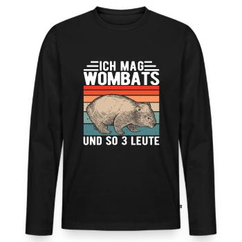 Wombat Wombats Australien Beuteltier - Männer Premium Bio Langarmshirt - Schwarz - Vorne - Nico (187cm)