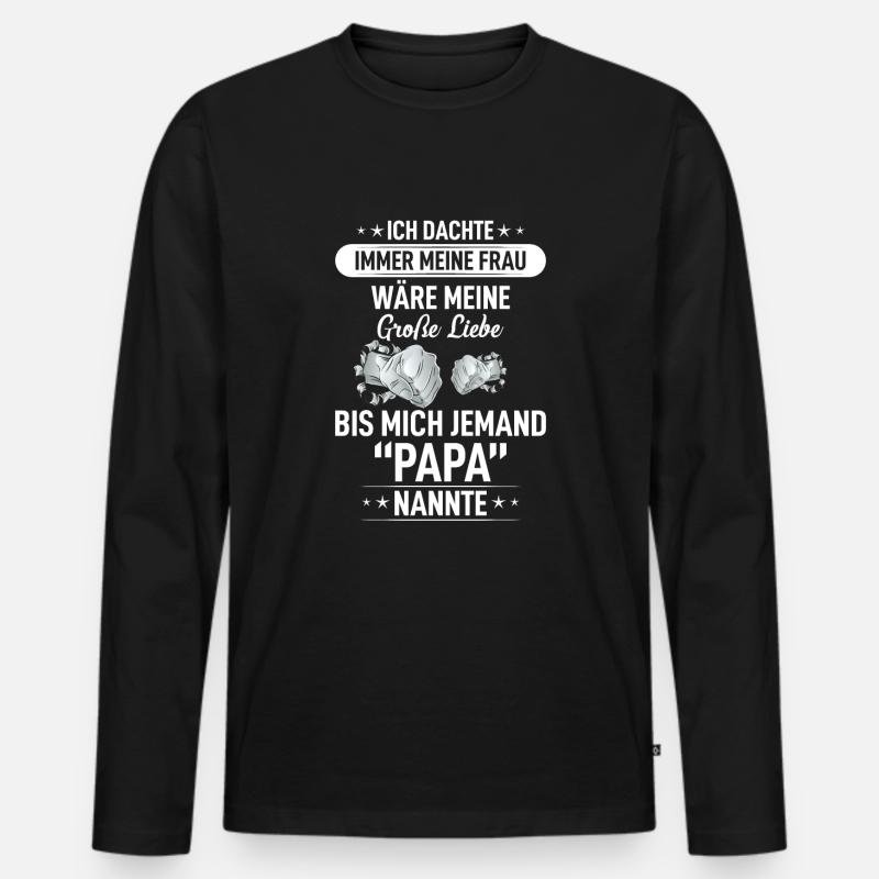 Papa - Männer Premium Bio Langarmshirt - Schwarz