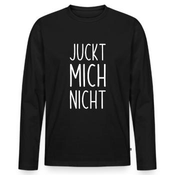 Juckt mich nicht egal interessiert mich nicht - Männer Premium Bio Langarmshirt - Schwarz - Vorne - Nico (187cm)