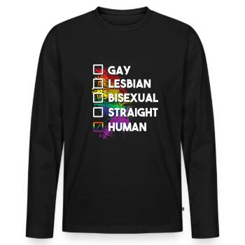 Égalité - T-shirt manches longues Premium bio Homme - noir - Devant - Nico (187cm)
