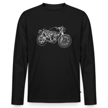Caferacer Oldschool Biker T-Shirt - Männer Premium Bio Langarmshirt - Schwarz - Vorne - Nico (187cm)