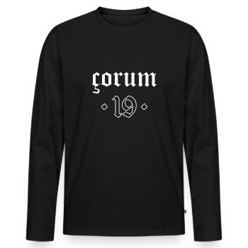 Corum 19 Turkey Turkiye TR Gift Holiday Turk - Men's Premium Organic Long Sleeve Shirt - black - Front - Nico (187cm)
