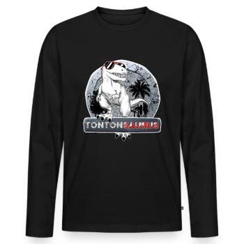 Tontonsaurus My Tonton Dinosaur Tearing - Men's Premium Organic Long Sleeve Shirt - black - Front - Nico (187cm)