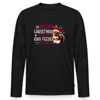 Merry Christmas Squirrel Humor Funny Witty - Men's Premium Organic Long Sleeve Shirt - black - Front - Nico (187cm)