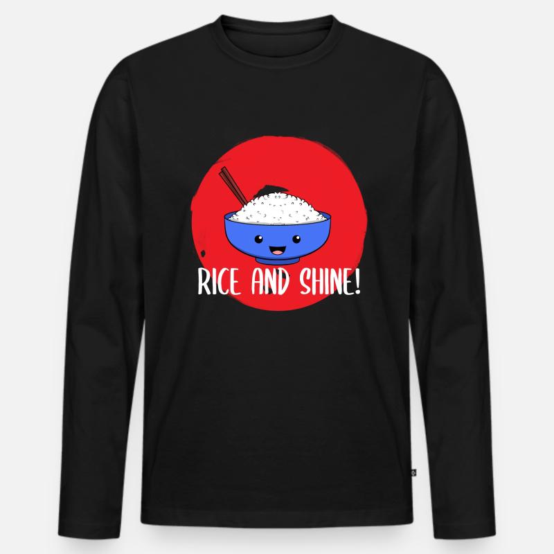 Rice And Shine Reisbauer - Männer Premium Bio Langarmshirt - Schwarz