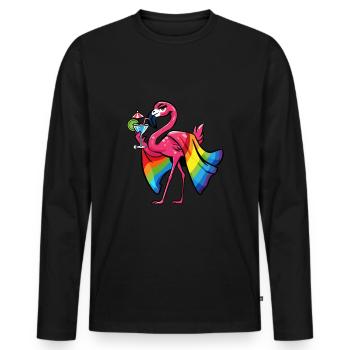 Rosa Flamingo LGBTQ Pride Sommer Tropisch - Männer Premium Bio Langarmshirt - Schwarz - Vorne - Nico (187cm)