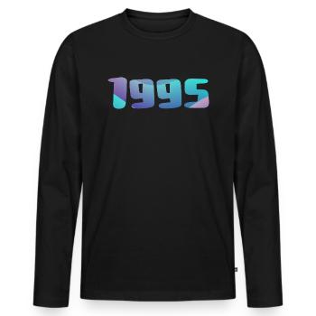 1995 Geburtstagsgeschenk Vintage 1995 Retro 1995 - Männer Premium Bio Langarmshirt - Schwarz - Vorne - Nico (187cm)