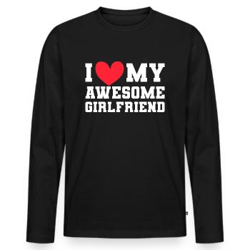 Paare Liebe Herz Freund Geschenkidee Beziehung - Männer Premium Bio Langarmshirt - Schwarz - Vorne - Nico (187cm)