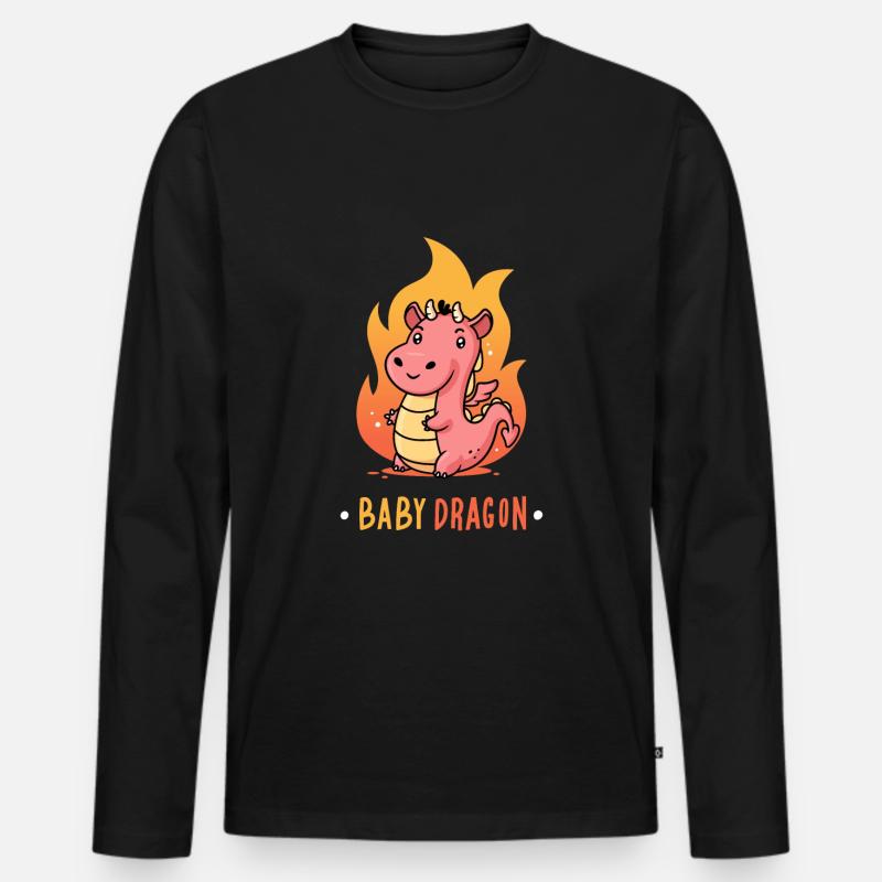 Baby Drache - Männer Premium Bio Langarmshirt - Schwarz