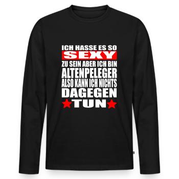 Altenpflege Altenpflege Altenpflege Altenpflege - Männer Premium Bio Langarmshirt - Schwarz - Vorne - Nico (187cm)