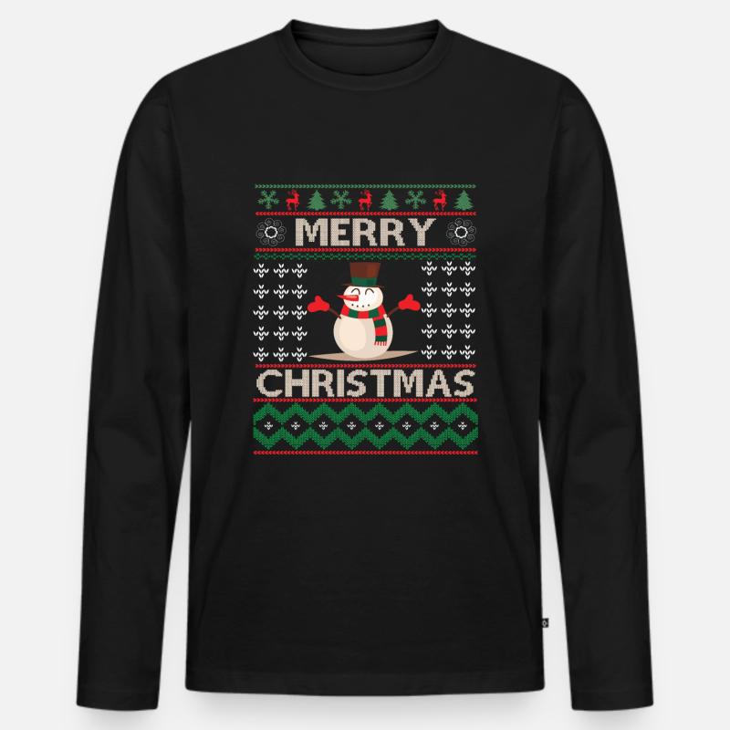Ugly Christmas - Männer Premium Bio Langarmshirt - Schwarz