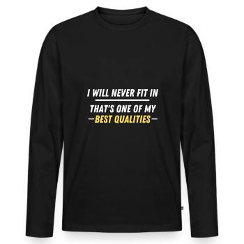 Citation cool - Je ne m'intégrerai jamais - T-shirt manches longues Premium bio Homme - noir - Devant - Nico (187cm)
