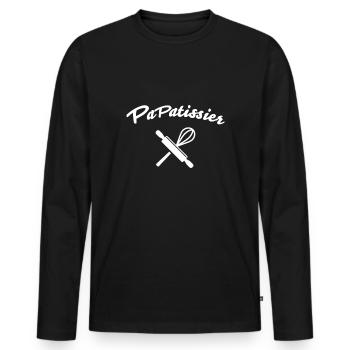 papa pâtissier papatissier - T-shirt manches longues Premium bio Homme - noir - Devant - Nico (187cm)
