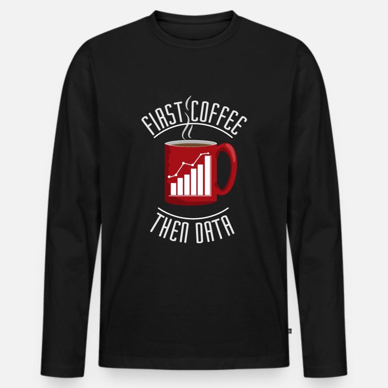 Kaffee Daten - Männer Premium Bio Langarmshirt - Schwarz