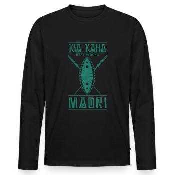 Maori - Men's Premium Organic Long Sleeve Shirt - black - Front - Nico (187cm)