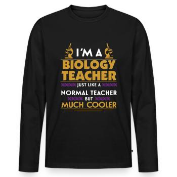 Biology Teacher - Men's Premium Organic Long Sleeve Shirt - black - Front - Nico (187cm)