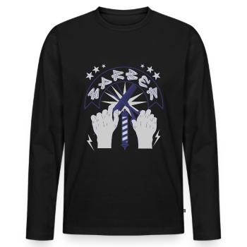 Barbier - Männer Premium Bio Langarmshirt - Schwarz - Vorne - Nico (187cm)