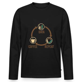 Daten Kaffee - Männer Premium Bio Langarmshirt - Schwarz - Vorne - Nico (187cm)