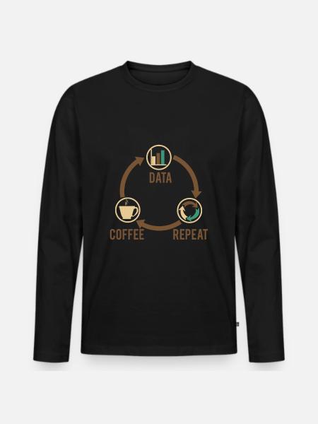 Data Coffee - Men's Premium Organic Long Sleeve Shirt - black