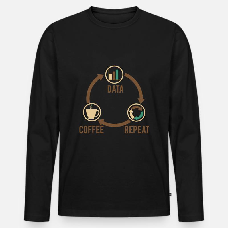 Daten Kaffee - Männer Premium Bio Langarmshirt - Schwarz