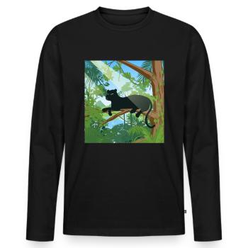 Dschungel - Männer Premium Bio Langarmshirt - Schwarz - Vorne - Nico (187cm)