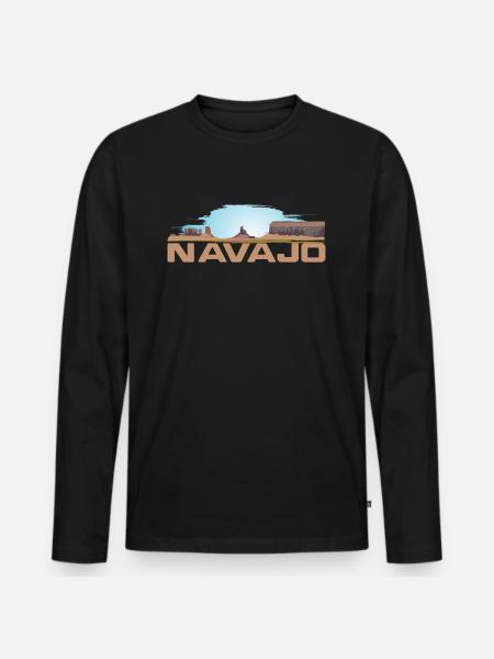 Navajo - Men's Premium Organic Long Sleeve Shirt - black