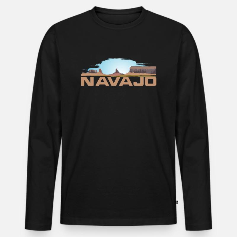 Navajo - Männer Premium Bio Langarmshirt - Schwarz