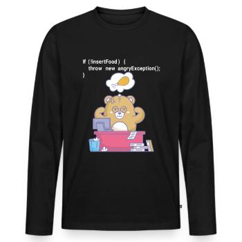 Programmation affamée - T-shirt manches longues Premium bio Homme - noir - Devant - Nico (187cm)
