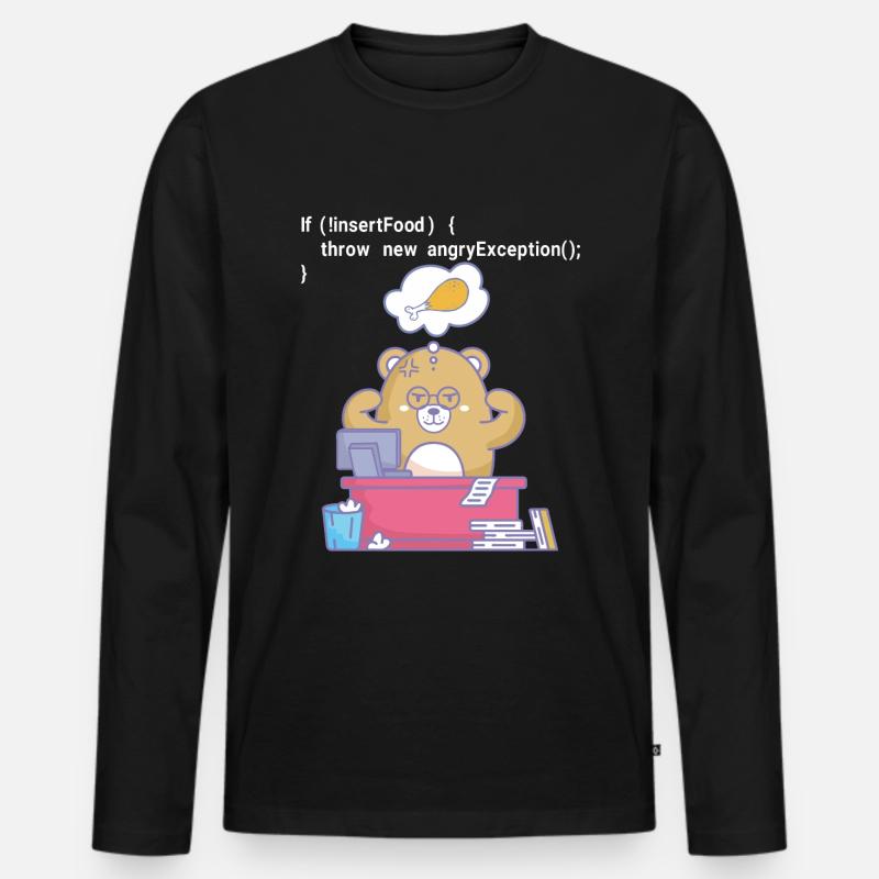 Hungrig programmieren - Männer Premium Bio Langarmshirt - Schwarz