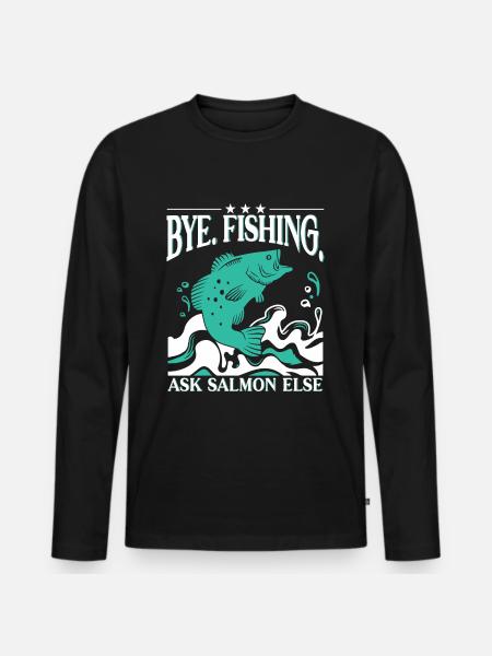 Lachs Fischen - Männer Premium Bio Langarmshirt - Schwarz
