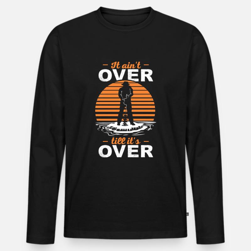 Schmelz Eis Fischen - Männer Premium Bio Langarmshirt - Schwarz