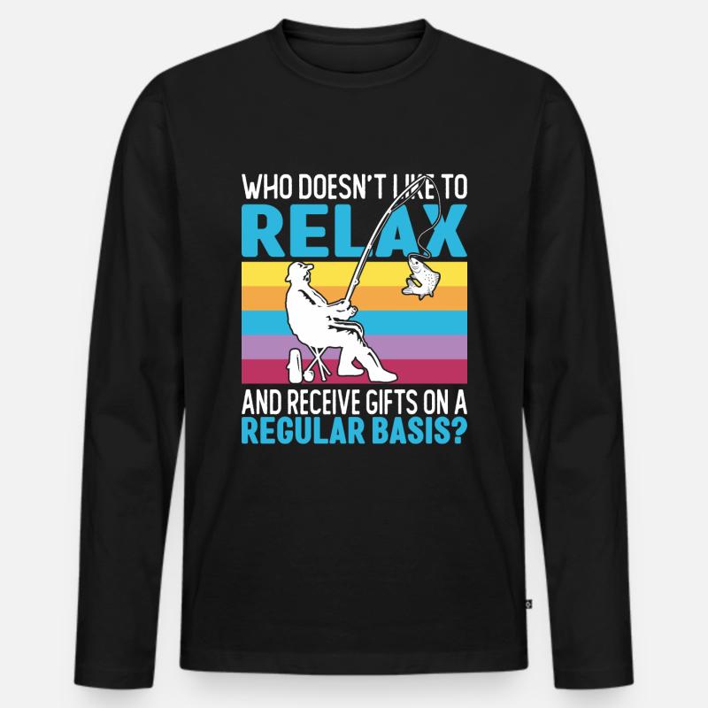 Eisfischen Geschenk - Männer Premium Bio Langarmshirt - Schwarz