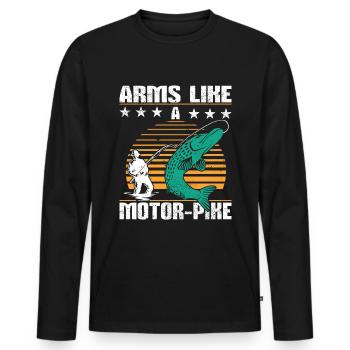 Lustiges Fischerei Wortspiel - Männer Premium Bio Langarmshirt - Schwarz - Vorne - Nico (187cm)