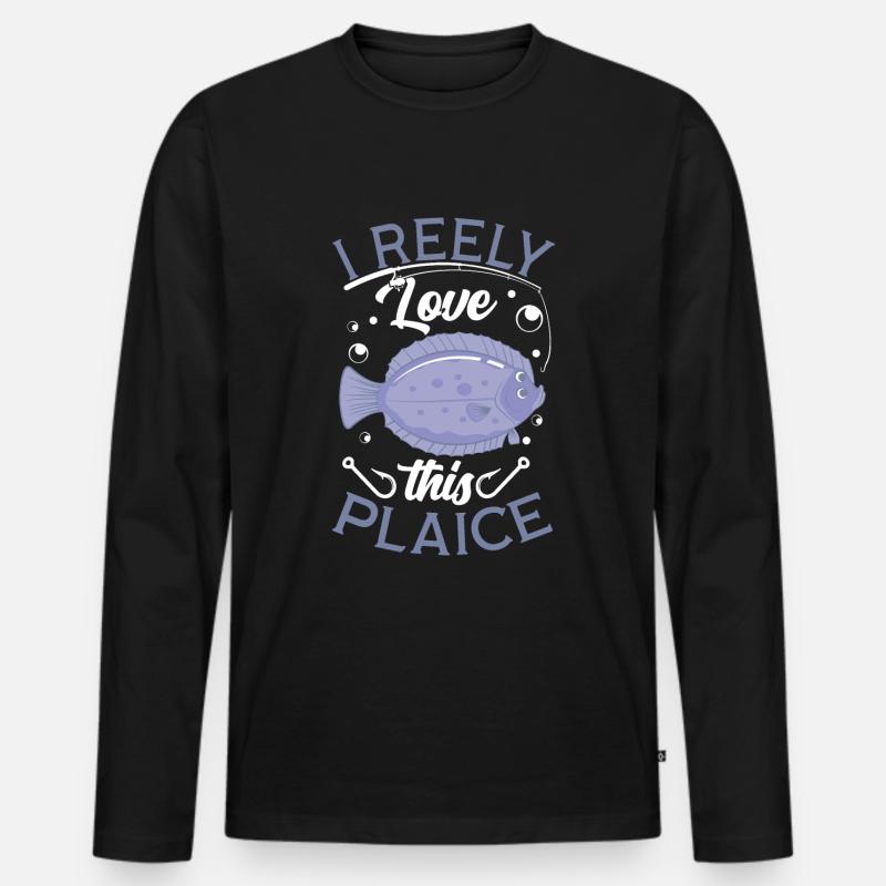 Reely Nice Plaice - Men's Premium Organic Long Sleeve Shirt - black