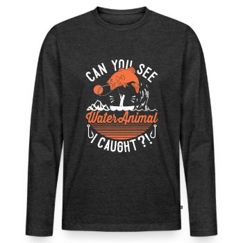 What a Fish - Men's Premium Organic Long Sleeve Shirt - heather anthracite - Front - Nico (187cm)