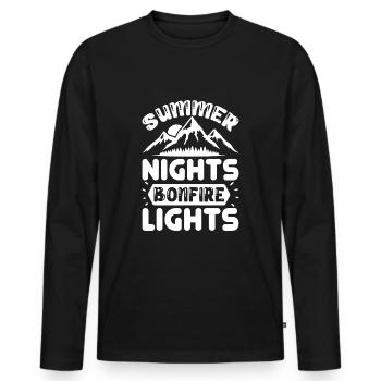 Summer Nights Bonfire Lights - Männer Premium Bio Langarmshirt - Schwarz - Vorne - Nico (187cm)