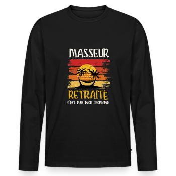 masseur retraité - T-shirt manches longues Premium bio Homme - noir - Devant - Nico (187cm)
