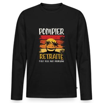 pompier retraité - T-shirt manches longues Premium bio Homme - noir - Devant - Nico (187cm)