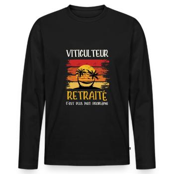 viticulteur retraité - T-shirt manches longues Premium bio Homme - noir - Devant - Nico (187cm)