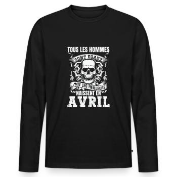 les meilleurs naissent en avril - T-shirt manches longues Premium bio Homme - noir - Devant - Nico (187cm)
