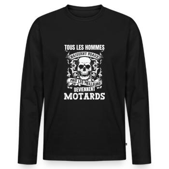 les meilleurs deviennent motards - T-shirt manches longues Premium bio Homme - noir - Devant - Nico (187cm)