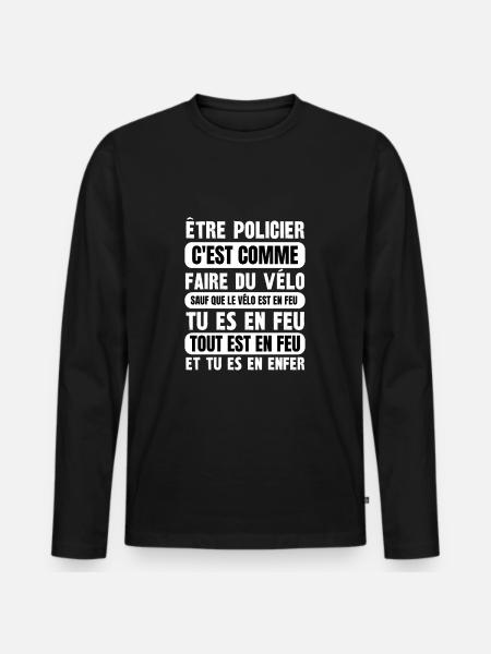 être policier - T-shirt manches longues Premium bio Homme - noir