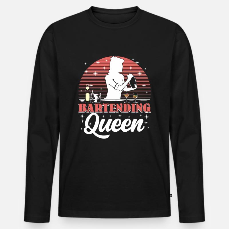 Bartending Queen - Männer Premium Bio Langarmshirt - Schwarz