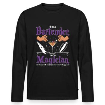 Inquiétudes du barman - T-shirt manches longues Premium bio Homme - noir - Devant - Nico (187cm)